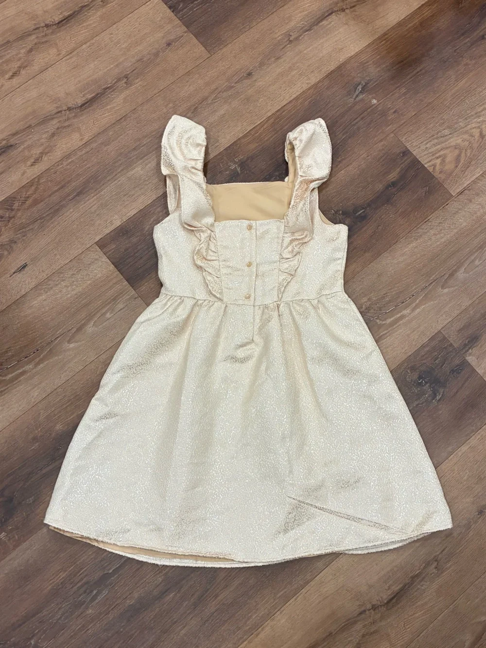 NWT Janie & Jack Gold Formal Dress Shimmer Sparkle Lined Summer Outfit 12 Girl